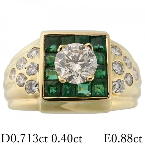 VLB SI2 VG ダイヤモンド/0.713ct エメラルド/0.88ct ダイヤ