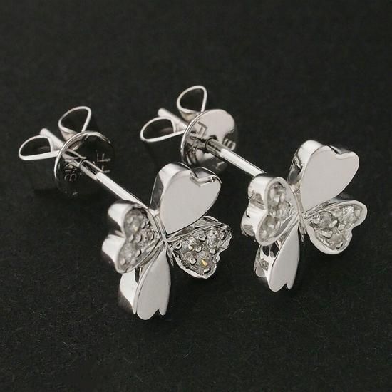 k18WGピアス エメラルド0.24ct ダイヤモンド0.04ct フォリフォリ ダイヤモンド/0.04ct 0.04ct クローバーデザイン