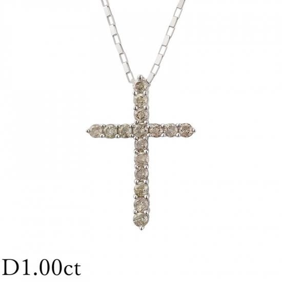 K18WG ホワイトゴールド ダイヤモンドD1.00ct ペンダントトップ K18WG ホワイトゴールド ダイヤモンドD1.00ct クロスペンダント