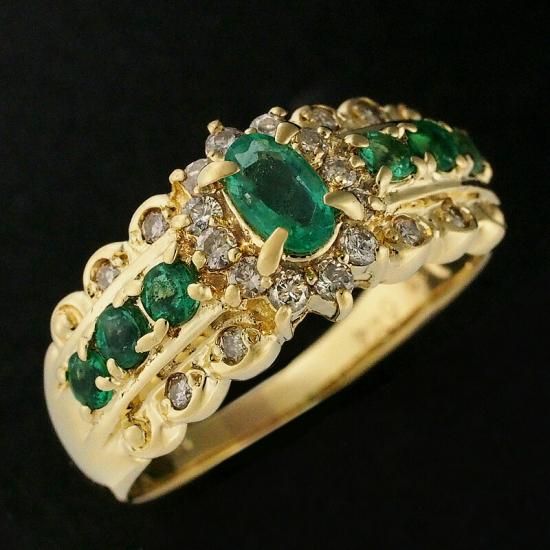 ジュエリーマキ エメラルド/0.30ct ダイヤ/0.24ct リング K18YG