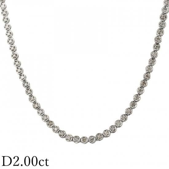 K18WG ホワトゴールド ダイヤモンド D2.00ct テニスネックレス