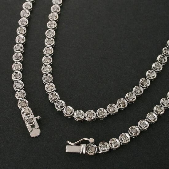 ダイヤモンド/2.00ct テニス ネックレス K18WG - ジュエリー・時計
