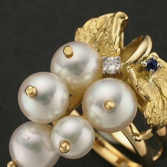 石川暢子 パール/6.2mm ダイヤ サファイア アズタイム 葡萄モチーフ