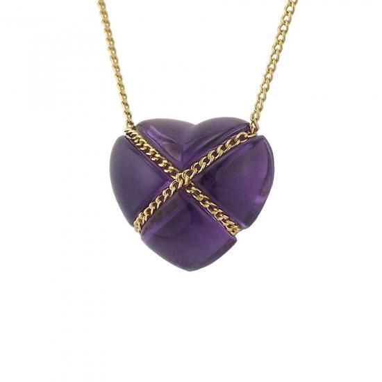 ティファニー アメジスト チェーン クロス ハート ネックレス K18YG ティファニー アメジスト チェーン クロス ハート ネックレス K18YG