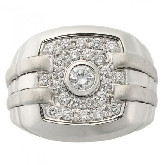 ダイヤモンド 印台 メンズ シグネット リング K18WG 16号