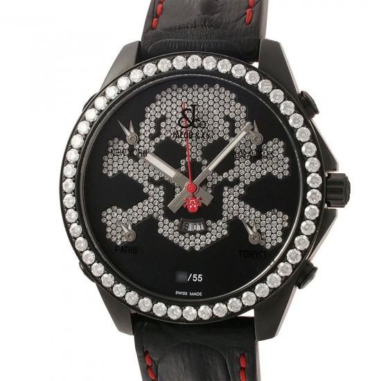 ジェイコブ ファイブタイムゾーン スカル 47mm 純正ダイヤ文字盤 純正