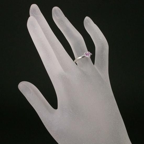 ピンクサファイア/0.34ct ハート モチーフ リング K18WG 11号