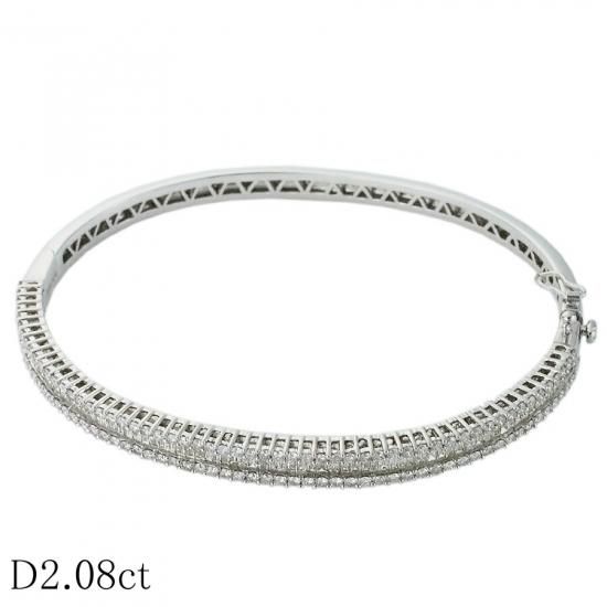 ダイヤモンド/2.08ct バングル K18WG 鑑別書付 - ジュエリー・時計