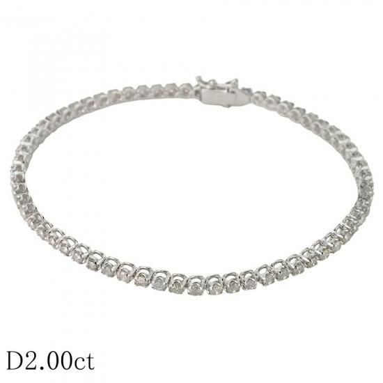 K18WG テニスブレスレット ダイヤ2.00ct付き ダイヤモンド/2.00ct テニス ブレスレット K18WG - ジュエリー・時計