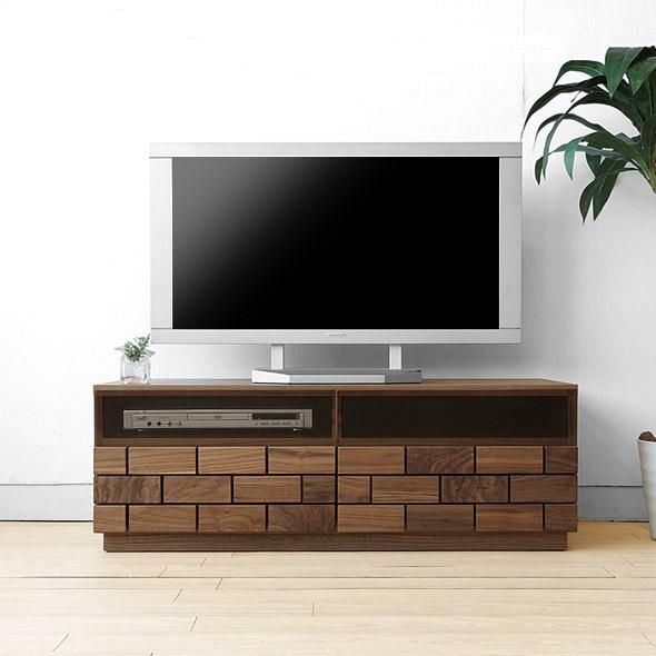 W1090mm/ウォールナット材】 テレビ台 無垢材をレンガのように