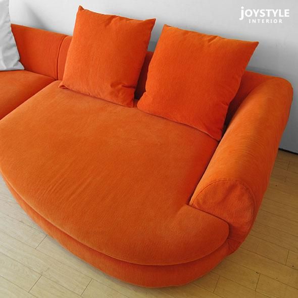 一人用ソファ カウチ オレンジ カウチソファ Legeno【レゲノ】4点セット（1人掛けソファ+