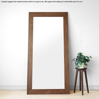幅89cm 高さ180cm ウォールナット材 ウォールナット無垢材 シンプルなスタイルのウォールミラー 立掛けミラー 木枠の壁掛け鏡 姿見