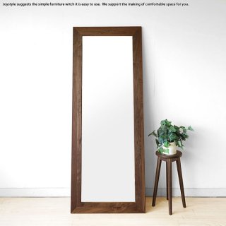 幅69cm 高さ180cm ウォールナット材 ウォールナット無垢材 シンプルなスタイルのウォールミラー 立掛けミラー 木枠の壁掛け鏡 姿見