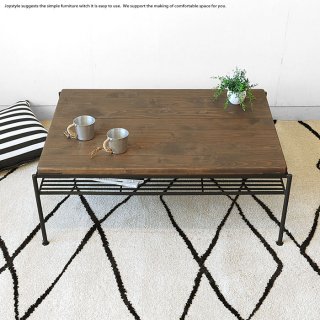 センターテーブル ローテーブル 木製 幅93cm パイン無垢材 ブラックアイアン ビンテージ レトロ アンティーク