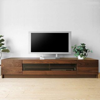 テレビ台   幅180、160、200cm ウォールナット材 ウォールナット無垢材 木製高級感が魅力の国産テレビボード GRAM-180WNB ブロンズガラス