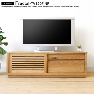 テレビ台 格子扉 引き戸 スライド扉のテレビボード 幅121cm ナラ材（ウォールナット・ブラックチェリー） 天然木 木製 FRACTAL-TV121F