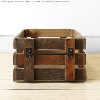 収納ボックス 小物入れ 木箱 幅23.6cm ニレ古木 木製 ニレ古材とスチールを組み合わせたレトロな雰囲気を漂わせるヴィンテージ風