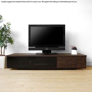 テレビ台 アジアンテイスト タイル状の前板がオシャレなモダンデザインのシックなテレビボード 幅160cm アルダー材 天然木 木製