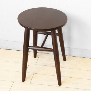 スツール オーク材 直径32cmの丸い板座 オーク無垢材 木製椅子 北欧テイスト ダークブラウン色