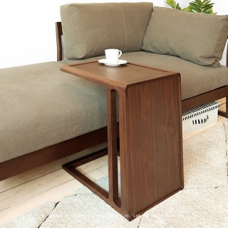 サイドテーブル コーヒーテーブル 縦置き横置きできる ユニークなコの字デザイン ウォールナット材 ウォールナット突板 北欧テイスト