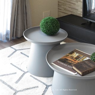サイドテーブル リビングテーブル センターテーブル ローテーブル Sサイズ グレー 丸テーブル ポリプロピレン 幅50cm モダンデザイン