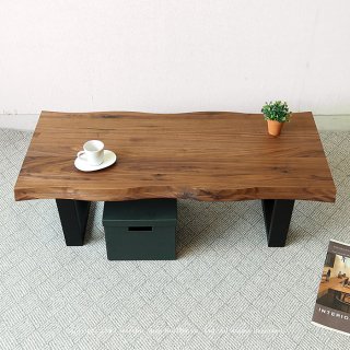 センターテーブル ローテーブル リビングテーブル ウォールナット無垢材  ウォールナット材 一枚板風 オイル仕上げ ブラック脚