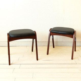 椅子 スツール スタッキングスツール 2個セット マイアン材 ブラウン色 PVCレザー張り ブラック色 モダンテイスト
