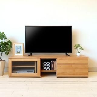 アウトレット展示品処分 テレビ台 ローボード 開梱設置配送 幅150cm アルダー材 アルダー無垢材 引き出し  ガラス扉ユニットを組み合わせたユニットテレビボード ユニット家具 - JOYSTYLE interior 本店