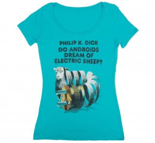 Philip K. Dick / Do Androids Dream of Electric Sheep? Scoop Neck Tee (Tahiti Blue) (Womens)