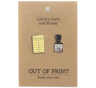 Library Card and Stamp Enamel Pin Set