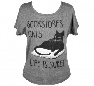 Bookstores. Cats. Life is Sweet. Dolman Tee (Heather Grey) (Womens)