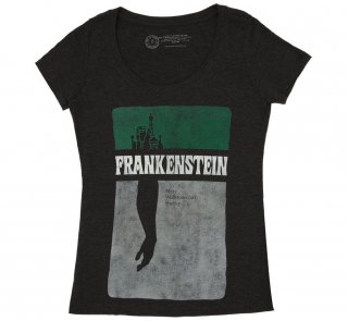 Mary Wollstonecraft Shelley / Frankenstein Scoop Neck Tee (Black) (Womens)