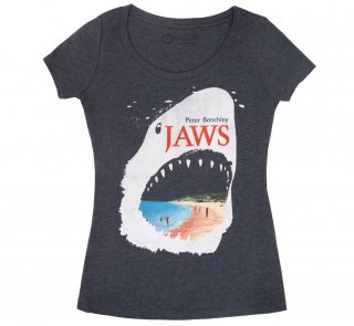 Peter Benchley / Jaws Scoop Neck Tee (Vintage Navy) (Womens)