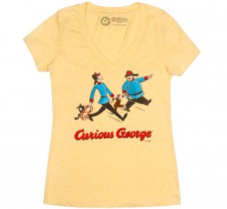 H. A. Rey and Margret Rey / Curious George V-Neck Tee (Banana Cream) (Womens)
