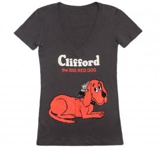 Norman Bridwell / Clifford the Big Red Dog V-Neck Tee (Dark Grey) (Womens)