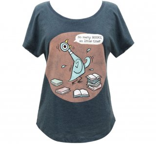 Mo Willems / The Pigeon: So Many Books, So Little Time!  Relaxed Fit Tee (Indigo) (Womens)