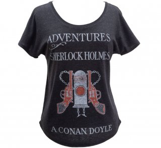 Arthur Conan Doyle / The Adventures of Sherlock Holmes Relaxed Fit Tee (Vintage Black) (Womens)