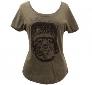 Mary Wollstonecraft Shelley / Frankenstein Relaxed Fit Tee [Penguin Horror] (Green) (Womens)