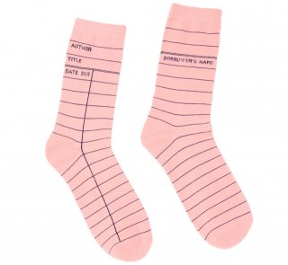 Library Card Socks (Pink)