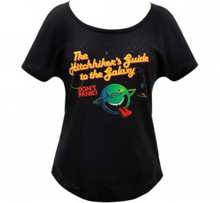 Douglas Adams / The Hitchhiker's Guide to the Galaxy Relaxed Fit Tee (Black) (Womens)