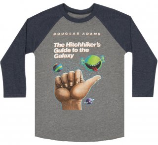 The Hitchhiker's Guide to the Galaxy Raglan Tee (Heather Grey/Navy Blue)