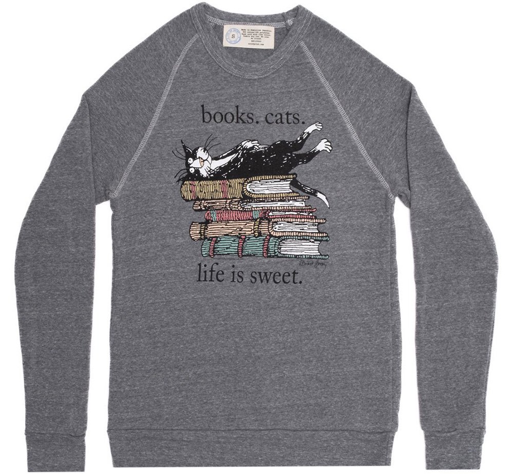 [Out of Print] Books. Cats. Life Is Sweet. スウェットシャツ
