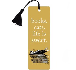 Books. Cats. Life Is Sweet. Bookmark (Edward Gorey illustration)