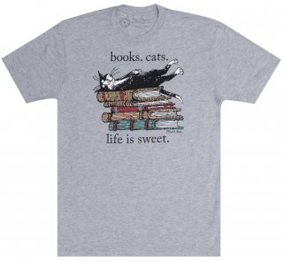 Out of Print] Books. Cats. Life Is Sweet. Tシャツ