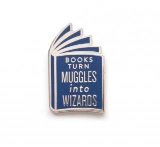 Books Turn Muggles into Wizards Enamel Pin