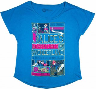 Lewis Carroll / Alice's Adventures in Wonderland (MinaLima) Womens Relaxed Fit Tee (Turquoise)