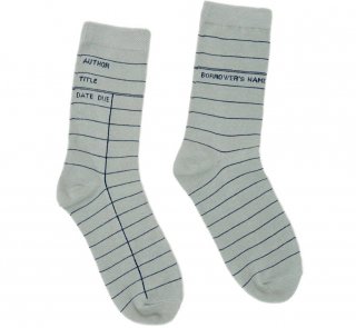 Library Card Socks (Light Grey)