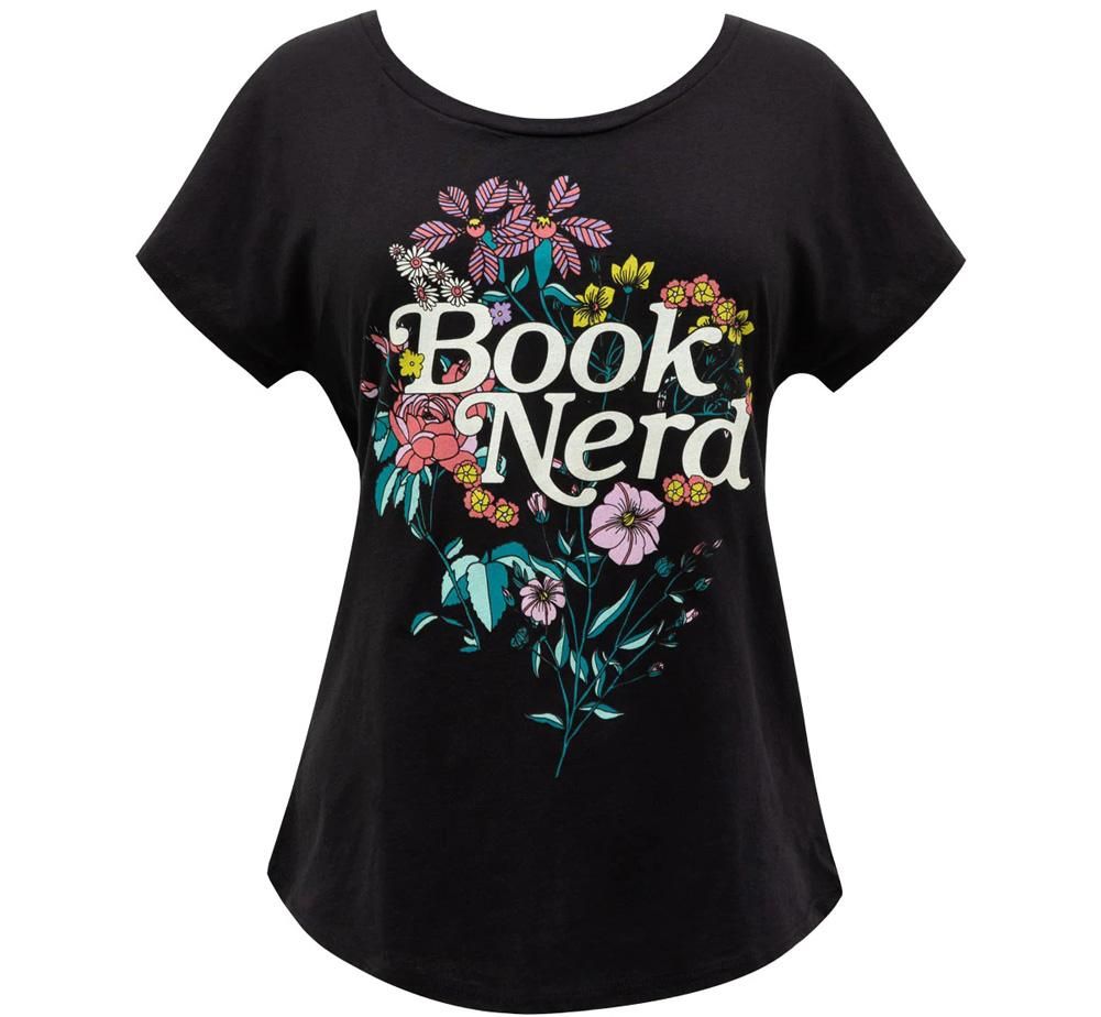 [Out of Print] Book Nerd Floral Womens Relaxed Fit Tee (Black) - [アウト・オブ・プリント] ブック・ナード Tシャツ Out of Print] Book Nerd Floral Womens Relaxed Fit Tee (Black)