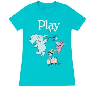 Mo Willems / Play with Elephant & Piggie, and The Pigeon Womens Tee (Tahiti Blue)