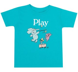 Mo Willems / Play with Elephant & Piggie, and The Pigeon Kids Tee (Caribbean Blue)